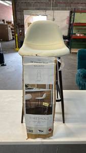 lot 8017 image: Copley 24 inch Counter Stool Cream Fabric Seat Metal Legs