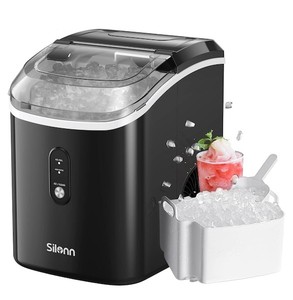 lot 221522 image: Retails for $230 Nugget Ice Maker Countertop, Silonn Chewable Pellet Ice Machine with Self-Cleanin Function, 36lbs24H Portable Ice Makers for Home Kitchen Officce, Black