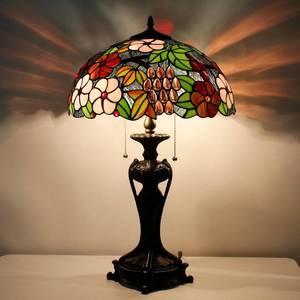 lot 221526 image: Retails for $139 Tiffany Lamp(2 Lights) Stained Glass Table Lamp Bedside Desk Reading Light 16X16X24 Inch Decor Bedroom Living Room Home Office (Green Purple Grape)