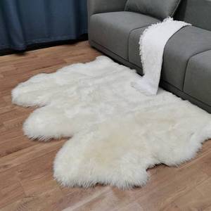 lot 361099 image: Retails for $170 Champlus Genuine Australian Merino Sheepskin Rug, 3.3x5 ft Sheep Skin Rug, Lambskin Area Rug, 3-Pelt, White