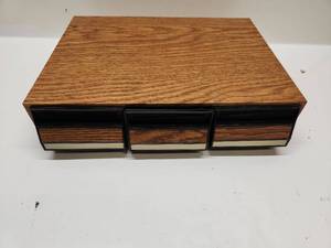 lot 59 image: 3-Drawer Wood and Black Desktop Organizer Storage Box