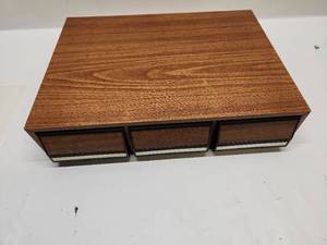 lot 60 image: Wood Coffee Table with Three Drawers and Cream Accent Trim