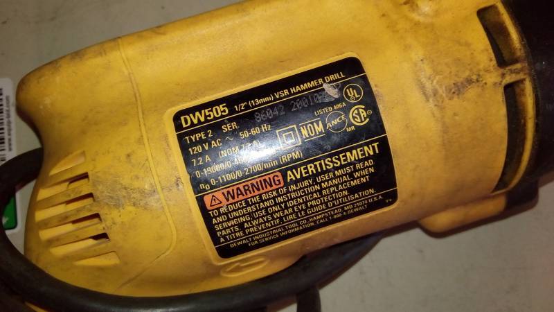 lot 6271 image: 7.8 Amp 12 in. Variable Speed Reversing Dual-Range Hammer Drill