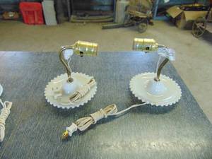 lot 3001 image: Pair of Milk Glass wall lamps