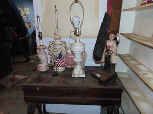 lot 3168 image: Lamps and Dolls on Desk