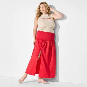lot 12022 image: Womens Smocked Waist Maxi Skirt - Wild Fable Cherry Red XXL - Retail $28