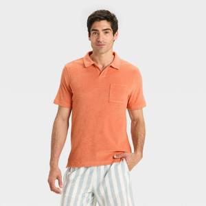 lot 12296 image: Mens Terry Cloth Polo Shirt - Goodfellow & Co Apricot Orange XXL - Retail $20