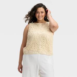 lot 12311 image: Womens Crochet Tank Top - A New Day Tan 2X - Retail $30