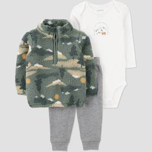 lot 12316 image: Carters Just One You� Baby Boys 3pc Camo Sweatshirt with Long Sleeve Bodysuit and Jogger Pants Set - Green 9M - Retail $18