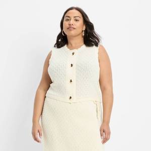 lot 12324 image: Womens Button-Front Sweater Vest - Future Collective Cream 2X - Retail $36