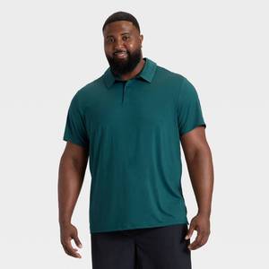 lot 12352 image: Mens Big Jersey Polo Shirt - All In Motion Dark Teal Green 2XL - Retail $20