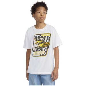 lot 12364 image: Levis� Boys Short Sleeve Racing Graphic T-Shirt - White XS - Retail $10