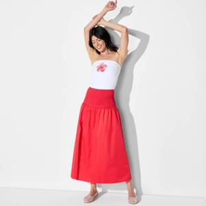 lot 12366 image: Womens Smocked Waist Maxi Skirt - Wild Fable Cherry Red XXS - Retail $28