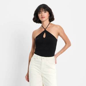 lot 12408 image: Womens Halter Sweater Bodysuit - Future Collective Black XS - Retail $30