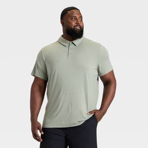 lot 12412 image: Mens Big Jersey Polo Shirt - All In Motion Moss Green 3XL - Retail $20