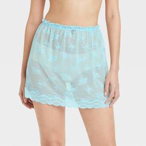 lot 12414 image: Womens Lace Lingerie Skirt - Colsie Darling Blue M - Retail $10