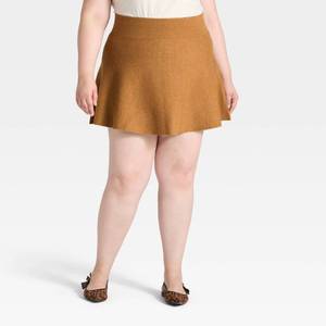 lot 12455 image: Womens Mini Sweater Skirt - A New Day Brown 2X - Retail $25