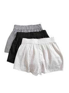 lot 18084 image: WDIRARA Womens 3 Pack Linen Shorts Comfy Lounge Shorts Sets Size XL - Retail $36