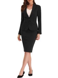 lot 18128 image: Allegra K Women 2 Piece Skirt Suit Set Business Casual Blazer Pencil Skirts Size Small - Retail $49