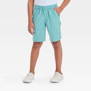 lot 18134 image: Boys Playwear At the Knee Pull-On Shorts - Cat & Jack Green XXL Cotton Twill, Regular Fit, Drawstring Waist, Pockets - Retail $8