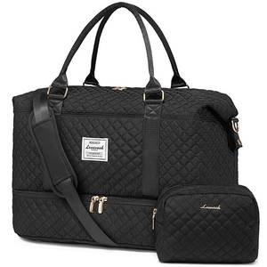 LOVEVOOK Travel Duffle Bag, Weekender Bags for Women with Shoe Compartment, Carry on Overnight Bag with Toiletry Bag, Gym Duffel Bag with Wet Pocket, Hospital Bags for Labor and Delivery, Black - Retail: $29
