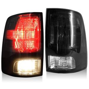 lot 1083 image: MAYELLO Pair Smoked Tail Lights wBulbs for 2009-2018 Dodge Ram 150025003500,2019-2024 Ram 1500 Classic,Brake Rear Lamps- Fits Factory Halogen Trims Only