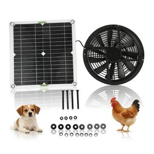 lot 1090 image: Solar Powered Ventilation Fan Kit, 100W 12V Solar Exhaust Fan with Panel for Greenhouse, Chicken Coop, Shed, Attic, No Battery Required
