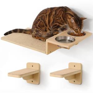 lot 1098 image: FUKUMARU Cat Wall Shelves, Food Station with 2 Steps