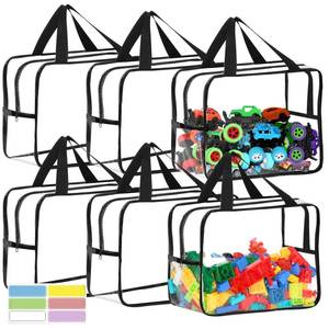lot 1107 image: 6 Packs Widen X-Large Toy Storage Bags 12.6�9.25�6.9In with Labels, Reusable Clear PVC Board Game Storage, Travel Waterproof Organizer Bags with Zipper for Building Blocks, Puzzle, Stuffed Animals