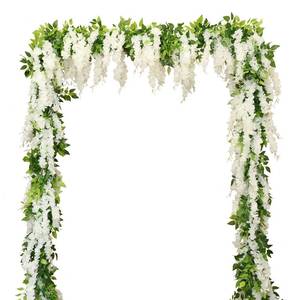 lot 1135 image: Apeair Wisteria Artificial Flowers Garland, 4Pcs Total 28.8ft Silk Faux Wisteria Vine Kit, Hanging Flower Plant for House Outdoor Garden Ceremony Outside Wedding Arch Floral Decor (4, White)