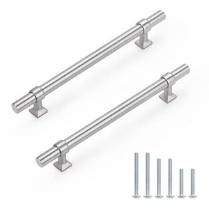 lot 1141 image: knobelite 20 Pack Brushed Nickel Cabinet Pulls 6.25 inch Hole Centers Stainless Steel Kitchen Drawer Handles with Zinc Alloy T Bar Dresser Pull Handle 8.8inch Length