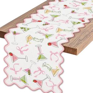 lot 2175 image: A Tini Bit Older Birthday Table Runner Pink Glitter Bow Ribbon Kitchen Dining Table Centerpiece Espresso Martini Decor A Tiny Bit Older Decorations for Girls Women Bachelorette Party