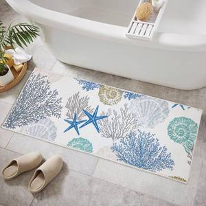lot 2191 image: BBSET Coastal Beach Bathroom Rug - 16x47Nautical Non-Slip Mat with Seashell Decor for Bathrooms Long Soft Plush Sea Ocean Runner Rugs
