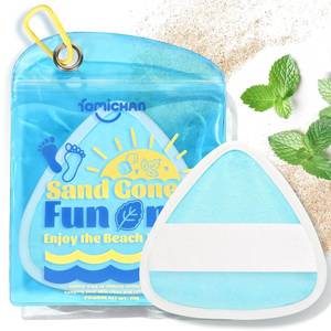 lot 2194 image: famichan Triangle Sand Remover Puff for Beach, Sand Removal Eraser Wipe Bag, Family Vacation Essentials, Cruise Travel Accessories, Beach Must Haves for Women, Boys & Girls