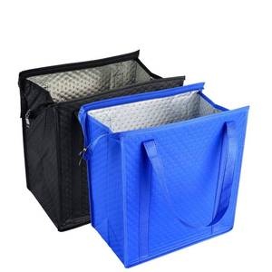 lot 2196 image: BAGHOME 2PCS Refrigerator Grocery Bag,Cooler Bag,Zipper,Black,Blue