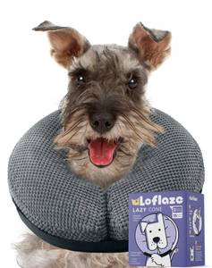 lot 2201 image: Loflaze Soft Inflatable Dog Cone Collar Alternative After Surgery - Dog Neck Donut E Collar for Large Medium Small Dogs Cats Post Surgery - Recovery Collar to Stop Licking - Grey, M
