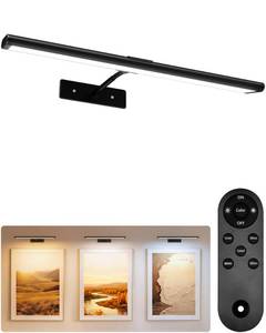 lot 2219 image: EZVALO Picture Light for Wall, 4800mAh 16 Rechargeable Wireless IR Remote Built in Battery Lights for Painting, Dimmable Magnetic LED Art Display Light, Colors Temperatures, for Gallery, Living Room