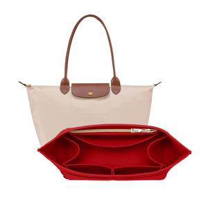 lot 2230 image: OPPOSHE Purse Organizer Insert for Longchamp Le Pliage, Premium Felt Long Champ Bag Handbag Women, Tote Organizer Insert with 9 Compartments (Medium, Red)