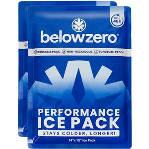 lot 2235 image: Below Zero Prefilled Reusable Ice Packs for Coolers  Long Lasting Freezer Ice Blocks for Camping, Lunch Bags & More  48 Hour Cooler Ice Pack Technology  Large 14x10 (2-Pack)