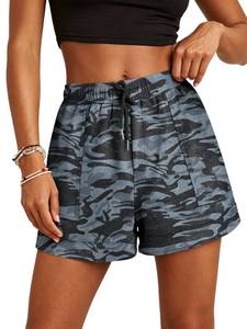 lot 2246 image: Angerella Camo Shorts for Women Summer Casual Elastic Wasit Drawstring Shorts Loose Fit Comfy Shorts with Pockets M