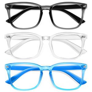 lot 2255 image: Okany Blue Light Glasses for Kids Blue Light Blocking Glasses for Girls Boys Anti Glare Computer Gaming Glasses Eyestrain Protection Glasses for Age 3-10 (BlackWhiteBlue)