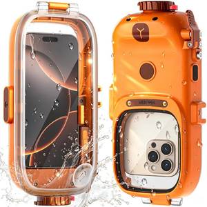 lot 2257 image: jaroco for Snorkeling&Diving Photo&Video Phone Case, 49FT15M, Built-in Bluetooth, Up to 6.9, IP 68 Waterproof for iPhone 6SE-16 Series, Samsung,and Other Models, Orange Capybara Design