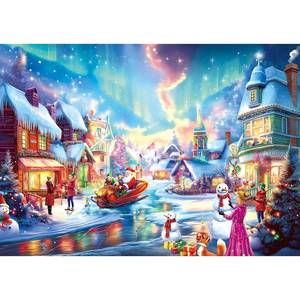 lot 2259 image: PuzzOne Christmas Village Puzzle for Adults 1000 Pieces, Northern Lights and Santa Snowy Jigsaw Puzzles No Dust with Snowman Holiday Party Family Fun Decor (27.5 x 19.7)