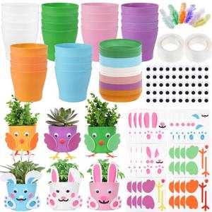 lot 2270 image: DANHMAO 24 Sets DIY Easter Flower Pots Crafts Bunny Little Chick Lamb Bird Garden Spring Easter Activities Party Decorative Supplies