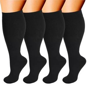 lot 2278 image: A 4 Pairs Wide Calf Compression Socks for Women Men 20-30 mmHg Knee High