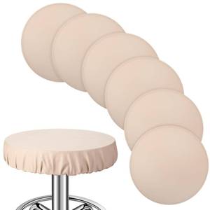 lot 2286 image: Newwiee 6 Pcs Leather Round Bar Stool Seat Covers, Waterproof PU Stretch Round Barstool Seat Covers Cushion with Elastic Bands for Bar Swivel Chair, 13 to 17 Inches(Beige)