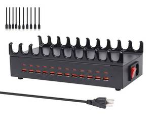 lot 2304 image: A 300W Charging Station for Multiple Devices - 24 Ports USB Fast Charging Station with 10 Mixed Charging Cables - Kindle, Phone, Tablet Charger Station for Home, Office, School
