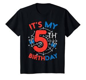 lot 2316 image: Its My 5th Birthday Spider Web 5 Year Old Bday Boys Kids T-Shirt XS