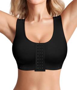 lot 2317 image: BRABIC Women Front Closure Post Surgery Compression Everyday Bras for Mastectomy Support with Adjustable Straps Wirefree Black(Large, Black)