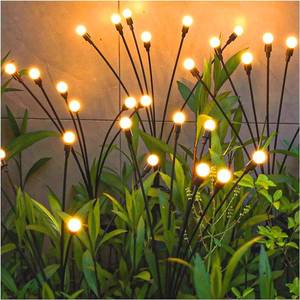 lot 3140 image: TONULAX Solar Garden Lights - 8 Pack 64 LED Upgraded Solar Swaying Light, Sway by Wind, Outdoor Lights, Yard Patio Pathway Decoration, High Flexibility Iron Wire & Heavy Bulb Base, Warm White